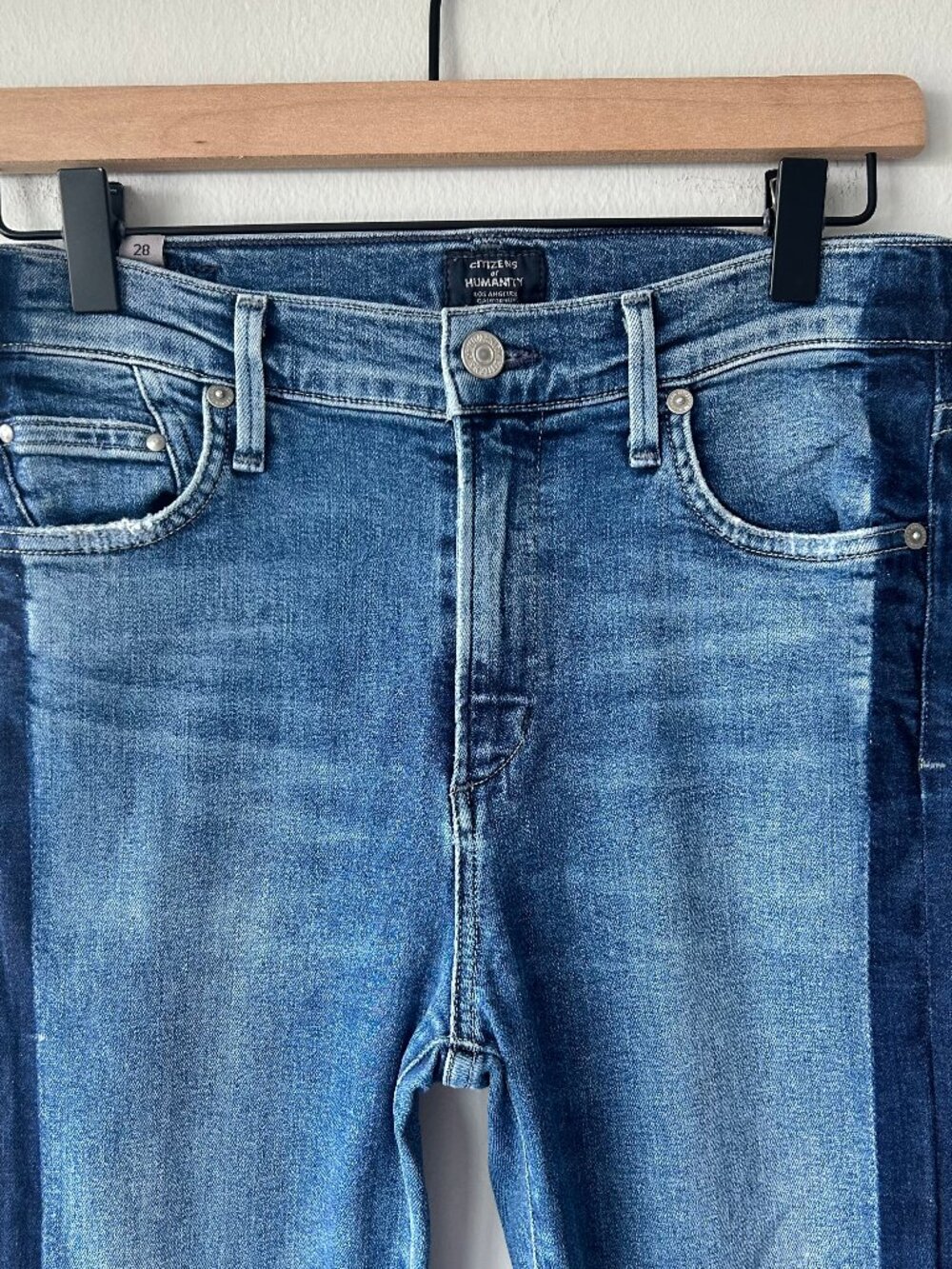 Citizens of Humanity Rocket Crop High Rise Skinny Jeans 28 Side Stripe Contrast - Picture 3 of 12
